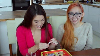 Cute, fun sex industry stars play operation boardgame