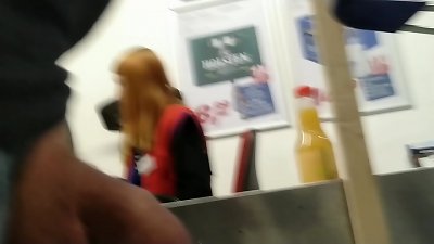 Dickflash at Real Store for beautiful redhead Mrs. K&uuml;nne