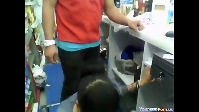 Store Clerk Gets A Blowjob At Work