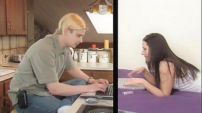 very first meeting finished by adorable bang for black-haired sweetie