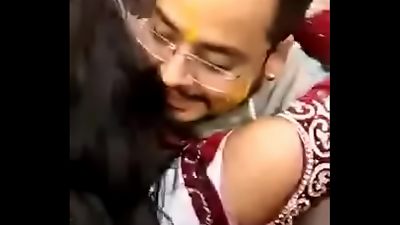 nice Indian bride kissing publicly