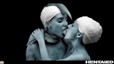 Real Life manga porn - Alien lesbian Breastfeeding and self anal poke