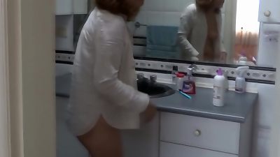 killer 58-year-old brazilian mother shows off in front of her stepson to turn him on and make him plumb her