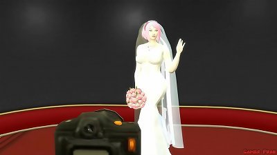 Sakura's Wedding Part 1 Anime Hentai Netorare Newlyweds take Pictures with Eyes Covered Abused Wife Silly Husband