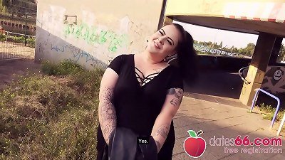 big GERMAN dame AnastasiaXXX gets some stranger's manstick in her slit right next to the autobahn! (ENGLISH) Dates66.com