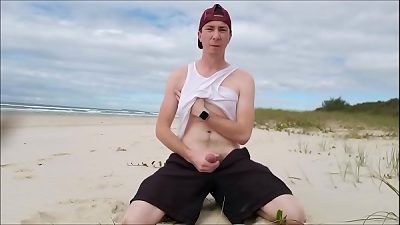 Beach jerk off four