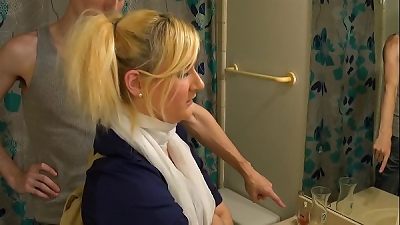 Step dad punishes college doll with blowjob