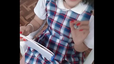 teacher nailing his schoolgirl without a condom and with his uniform