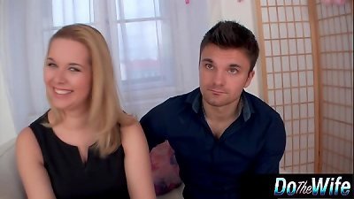 blonde wife gets fucked with her hubby seeing