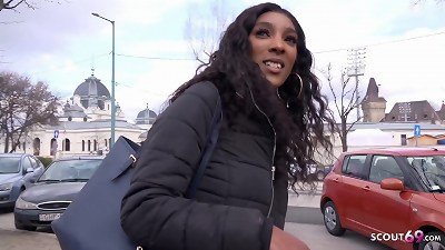 GERMAN SCOUT - brown ebony cutie penetrate TO EYE rolling climax AT PICKUP casting