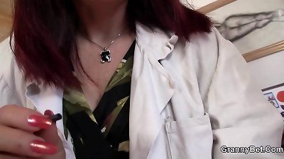 red-haired mature damsel bj's and rides his schlong