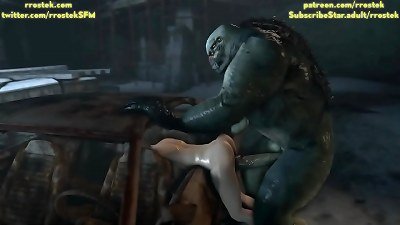 Zoe Baker stuffed in the car by hulky Monster