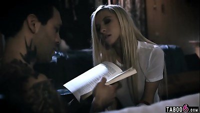 Trailer park trash stepsister teen forces the creampie