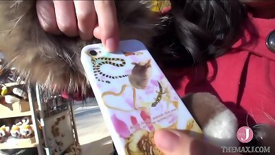 blowing manstick deep and hard on all fours and gives a vacuum blowjob, suck blowjob, and tit-job