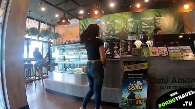 gulping caffe with young Thai girl