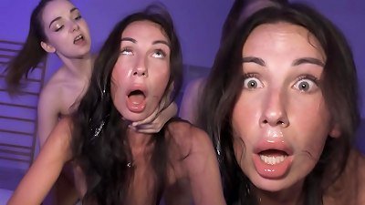 submissive ditzy teenager blows a load Her Brains Out During Cervix kicking FFM raunchy pummel