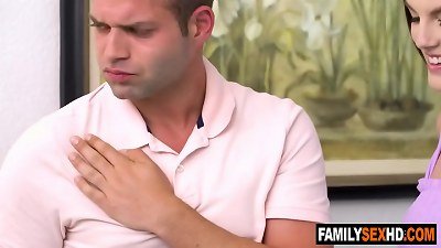 daughter threesomed by step-dad step brother