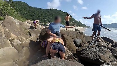 Passers-by were outraged, but she continued to blow and beg to screw her ass