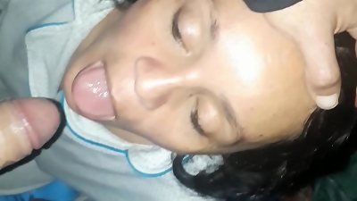 mother cougar gets gullet nailed and gets cum in her throat