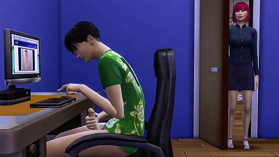 chinese mommy Catches Her StepSon wanking In Front Of The Computer And Then Helps Him Have bang-out With Her For The first Time - Family hump Taboo - Adult flick - barred sex | chinese mom And Stepson Story