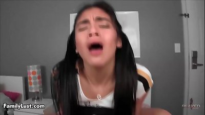 Teen Latina fucks a big dick