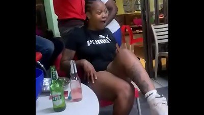 South African lady teasing while not wearing an undergarments