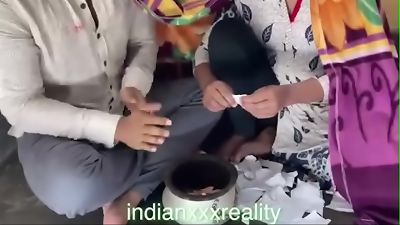 In the cold, husband heated up by fucking his red-hot wife